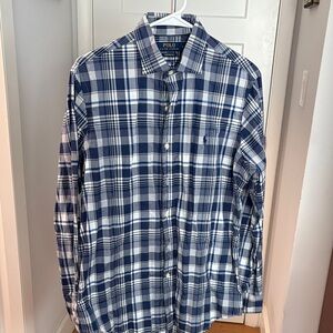 Polo by Ralph Lauren Men's Navy and White Checkered Shirt